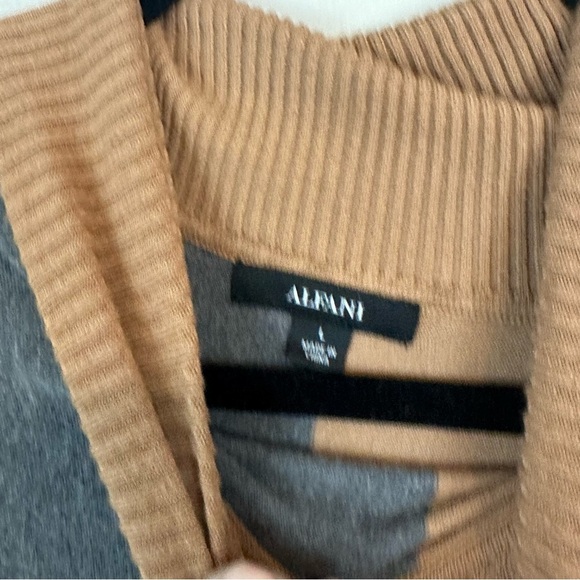 Alfani | Tan Black and Gray Turtleneck Color Block Poncho Oversized Size Large - Picture 3 of 6